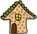 Funny house icon drawing style