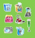 Funny household appliances cartoon characters set Royalty Free Stock Photo