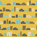 Funny houses seamless pattern