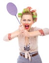 Funny housewife Royalty Free Stock Photo