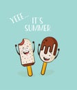 Funny ice cream characters. vector illustration