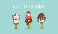 Funny ice cream characters. vector illustration