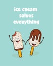 Funny ice cream characters. vector illustration