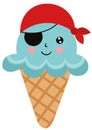Funny ice cream cone with red scarf pirate