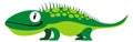 Funny iguana. Green reptile animal. Cartoon icon