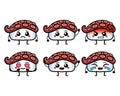 Funny ika squid sushi characters with cute face Royalty Free Stock Photo