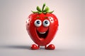 funny illustrated strawberry isolated on gray, childish fruit mockup