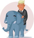 NY, USA, August 14, 2020 Donald Trump Riding an Elephant