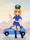 Illustration of police girl