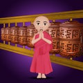 Illustration of Buddhist prayer wheels
