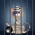 illustration of cat in prison