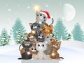 illustration of cats celebrate Christmas