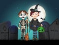 Illustration of children with Halloween masks