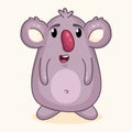 Funny illustration of cute silly koala drawn in childish style. Cartoon animal character.