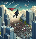 funny illustration depict a man fly jump tax or public service , tax evasion avoidance concept