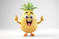 funny illustration of happy cute cartoon ananas, Generative AI