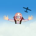Illustration of parachuting girl