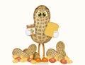 Illustration on peanuts with bread and peanut butter Royalty Free Stock Photo