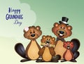 Illustration of postcard for groundhog day