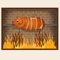 Funny illustration of roast pork