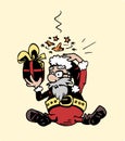 Santa got a present on his head. Funnish cartoon character