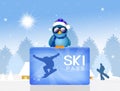 Funny illustration of skipass Royalty Free Stock Photo