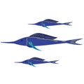 Funny illustration of some sailfish