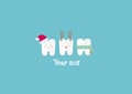 Funny illustration, teeth and New Year