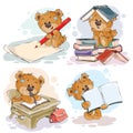 Funny illustrations for greeting cards and childrens books on the topic of school and university education