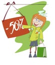 Funny image of a shopping girl