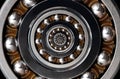 Funny incredible unrealistic surreal industrial Ball Bearing spiral abstract pattern background. Spiral machinery abstract surreal