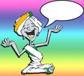 Funny Indian Yogi on Yoga Asana Cartoon with Ballon