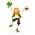 Funny Irish fantastic character, gnome leprechaun cartoon vector