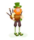 Funny Irish fantastic character, gnome leprechaun cartoon vector