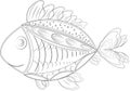 Funny isolated zentangle fish