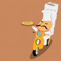 Funny italian chef delivering pizza on moped Royalty Free Stock Photo