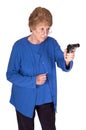 Funny James Bond Grandma Mature Senior Woman, Gun