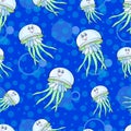 Funny jellyfish on the Sea Background Royalty Free Stock Photo