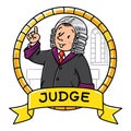 Funny judge understand thumbs up. Emblem Royalty Free Stock Photo