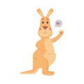 Funny Kangaroo Marsupial Animal Greeting Saying Hi Vector Illustration Royalty Free Stock Photo