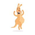 Funny Kangaroo Marsupial Animal Leaping and Smiling Vector Illustration Royalty Free Stock Photo