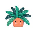 Funny kawaii flower, fern, houseplant with a face.