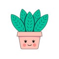 Funny kawaii flower, houseplant with a face.