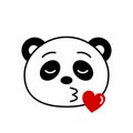 Panda bear emoji sending kiss. Cute panda blows kiss.