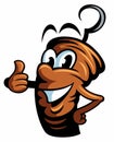 Funny kebab cartoon character doing a thumbs up gesture, vector illustration. Royalty Free Stock Photo