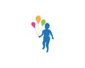 Funny kid with baloon logo template