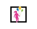 Funny kid with baloon logo template