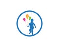 Funny kid with baloon logo template