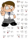 Funny Kid doctor cartoon expresion set