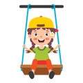 Funny Kid Playing In A Swing Royalty Free Stock Photo